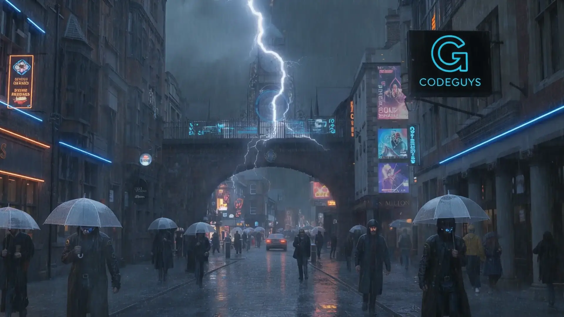 Neon image of famous Chester buildings