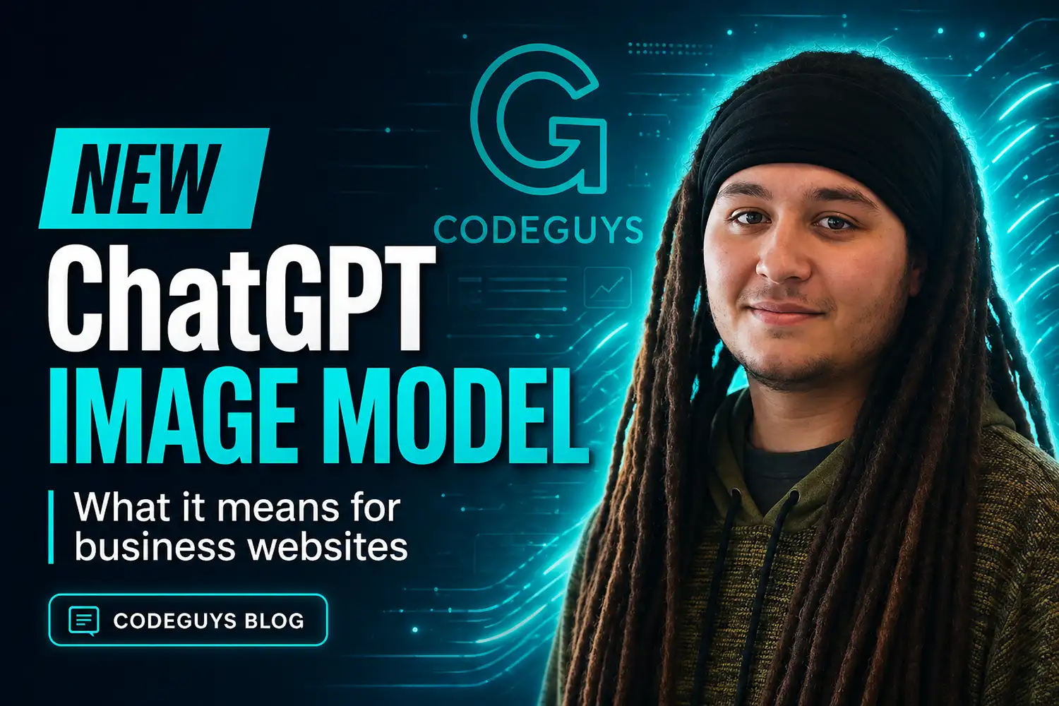 Thumbnail showing Codeguys discussing the latest ChatGPT image model and what it means for business websites.